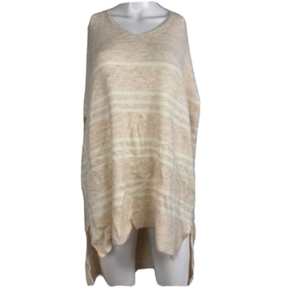 NWT Gee Gee Sweater Womens Sz 2X Mauve Striped Hi Lo Side Slit Pullover Soft